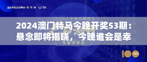 2024澳门特马今晚开奖53期：悬念即将揭晓，今晚谁会是幸运儿