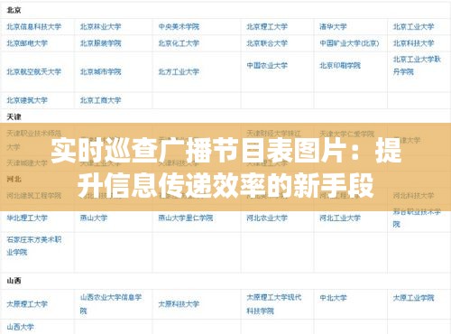 实时巡查广播节目表图片：提升信息传递效率的新手段